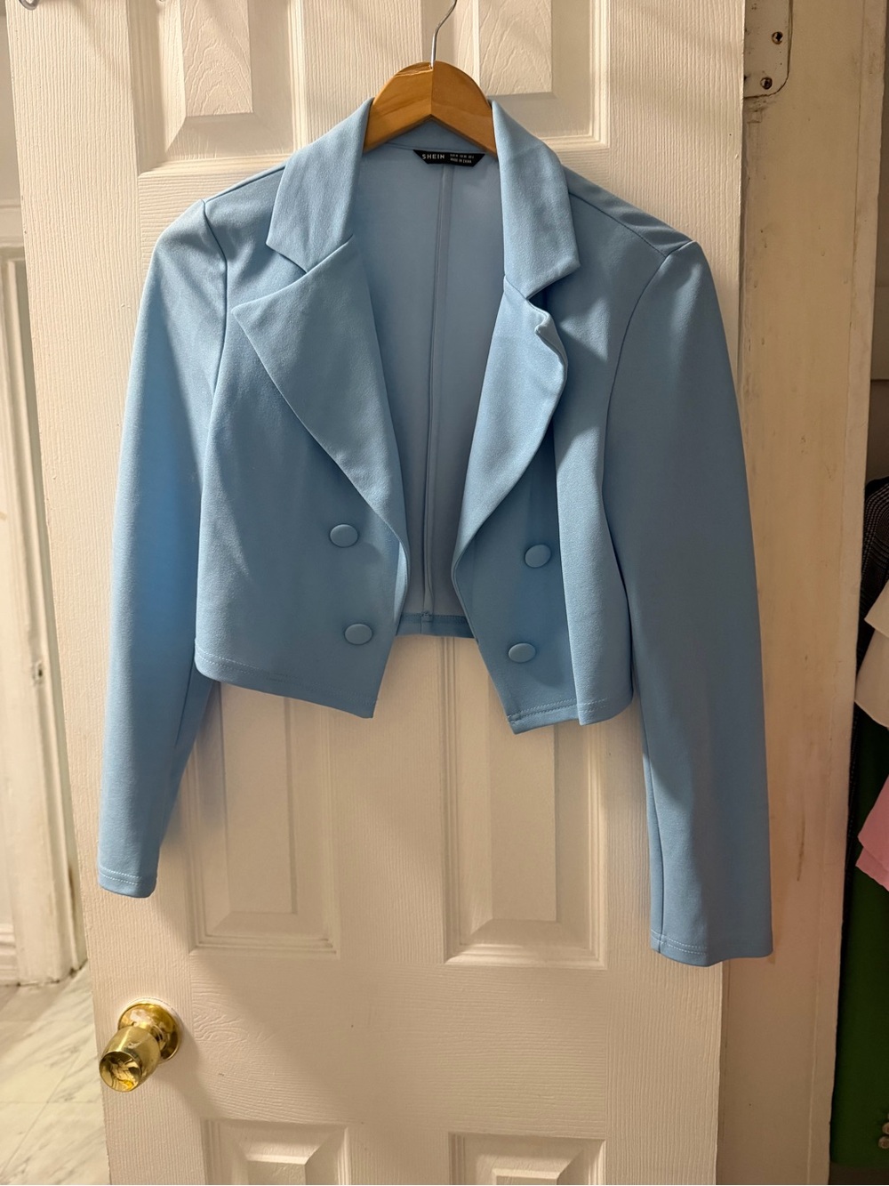 Light Blue Cropped Blazer Jacket